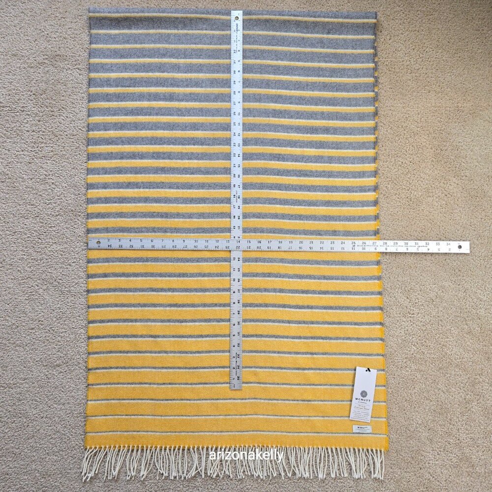 NWT McNutt Lambswool Scarf Donegal Ireland Yellow & Grey - Picture 4 of 14